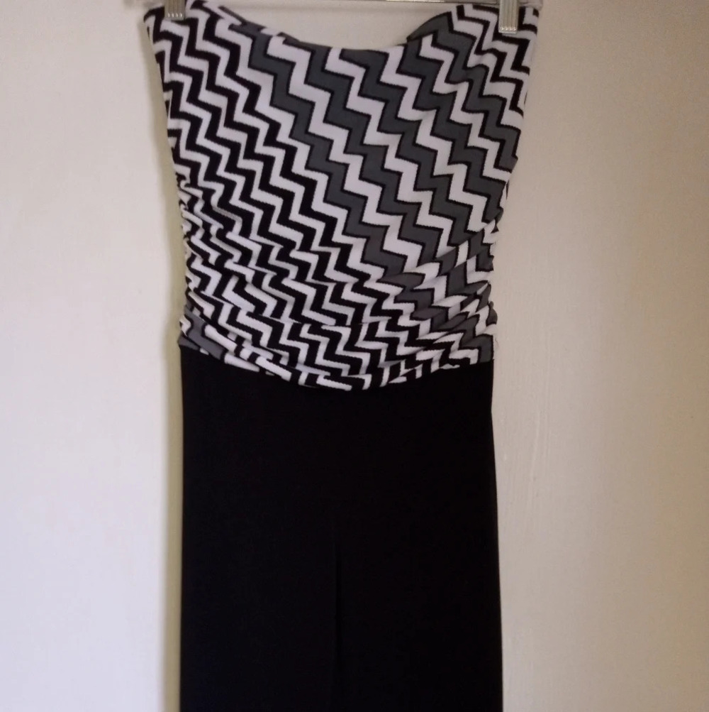 Dots Chevron strapless wide leg jumpsuit women's size small